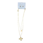 Simple Pearl Cross Necklace Set - Grayce's Boutique