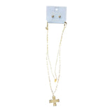Simple Pearl Cross Necklace Set - Grayce's Boutique