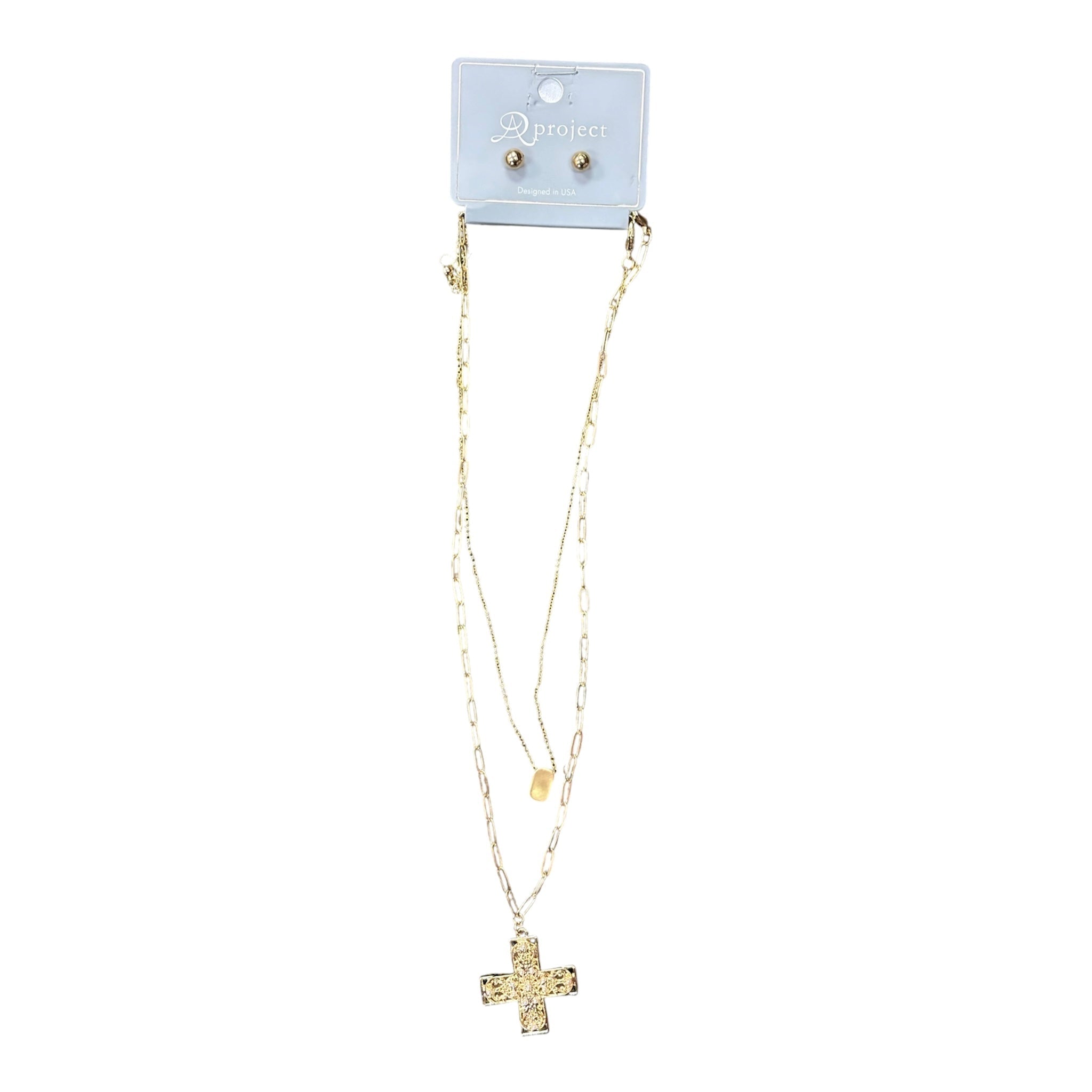 Simple Pearl Cross Necklace Set - Grayce's Boutique