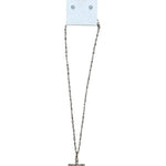 A long gold chain with cross pendant
