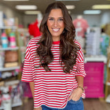 The Cherry Stripe Tee - Grayce's Boutique