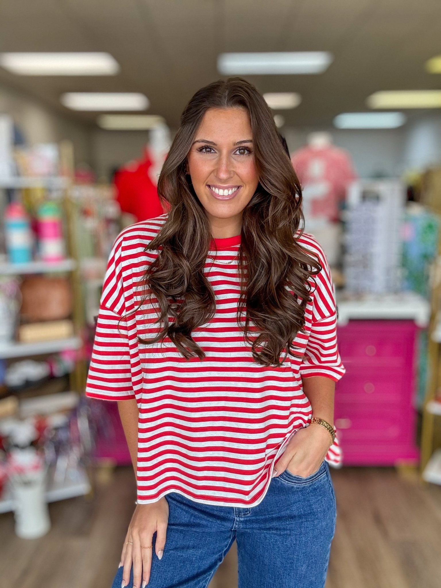 The Cherry Stripe Tee - Grayce's Boutique