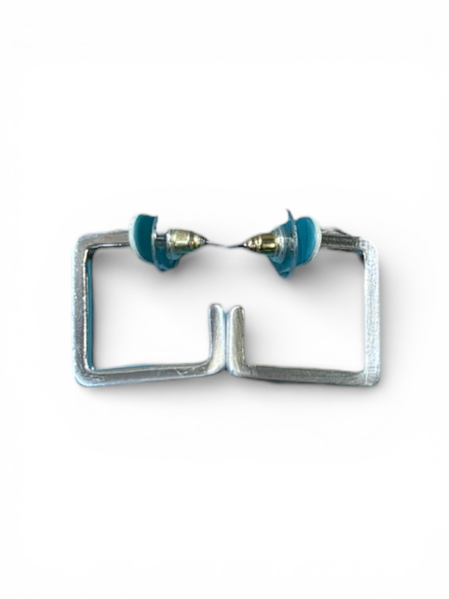 silver square hoops