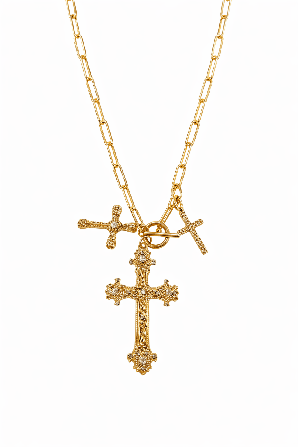 Three Simple Cross Necklace - Grayce's Boutique