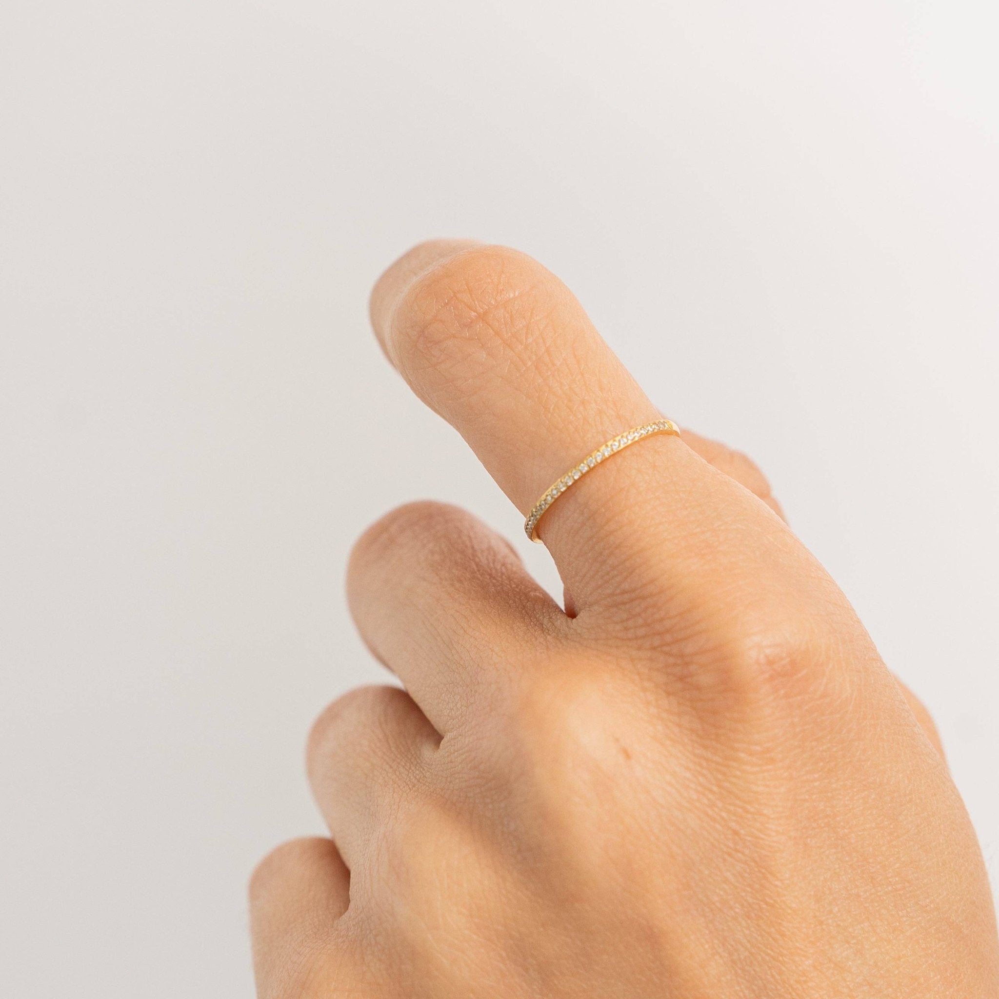 Waterproof Gold Dainty Diamond Ring Band - Grayce's Boutique