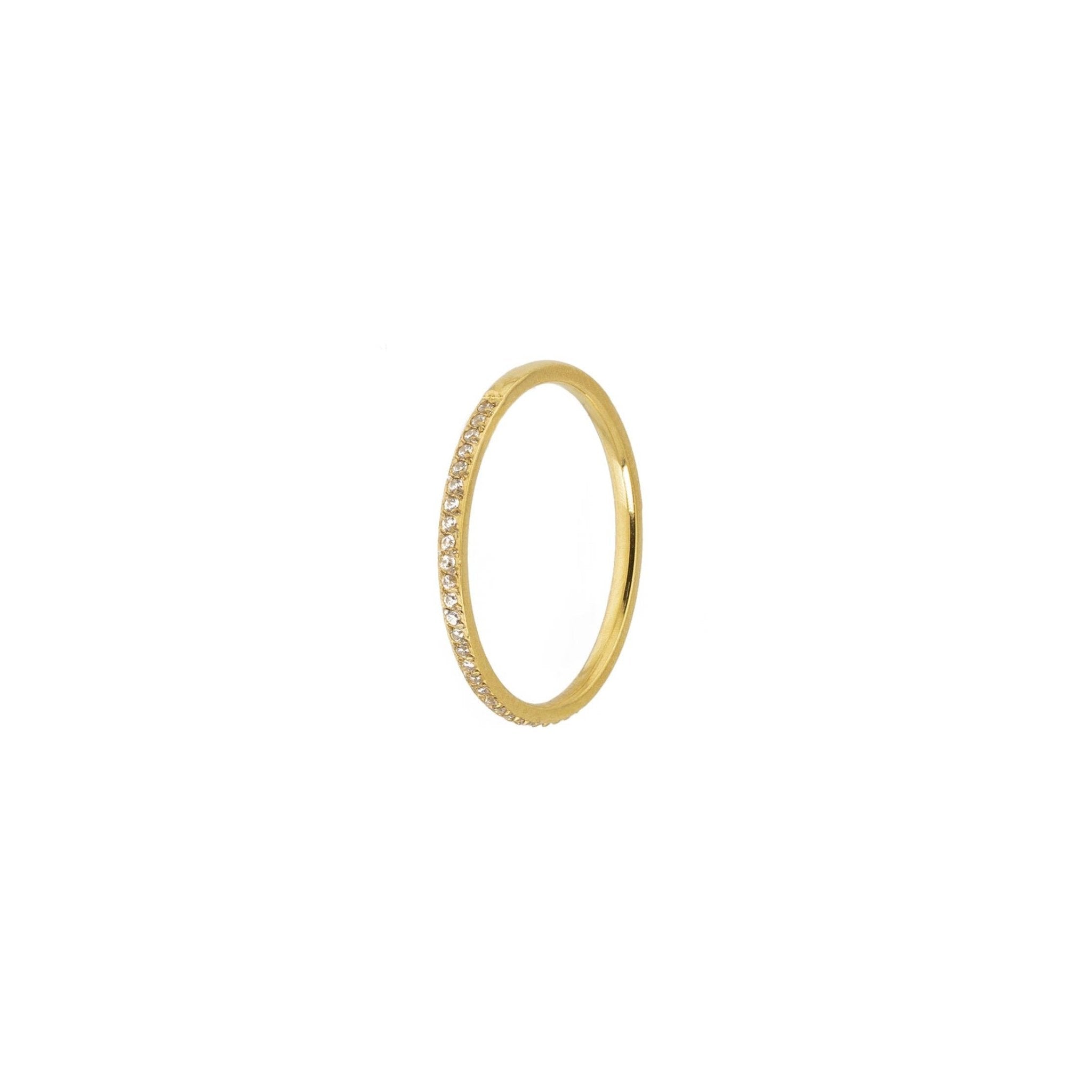 Waterproof Gold Dainty Diamond Ring Band - Grayce's Boutique