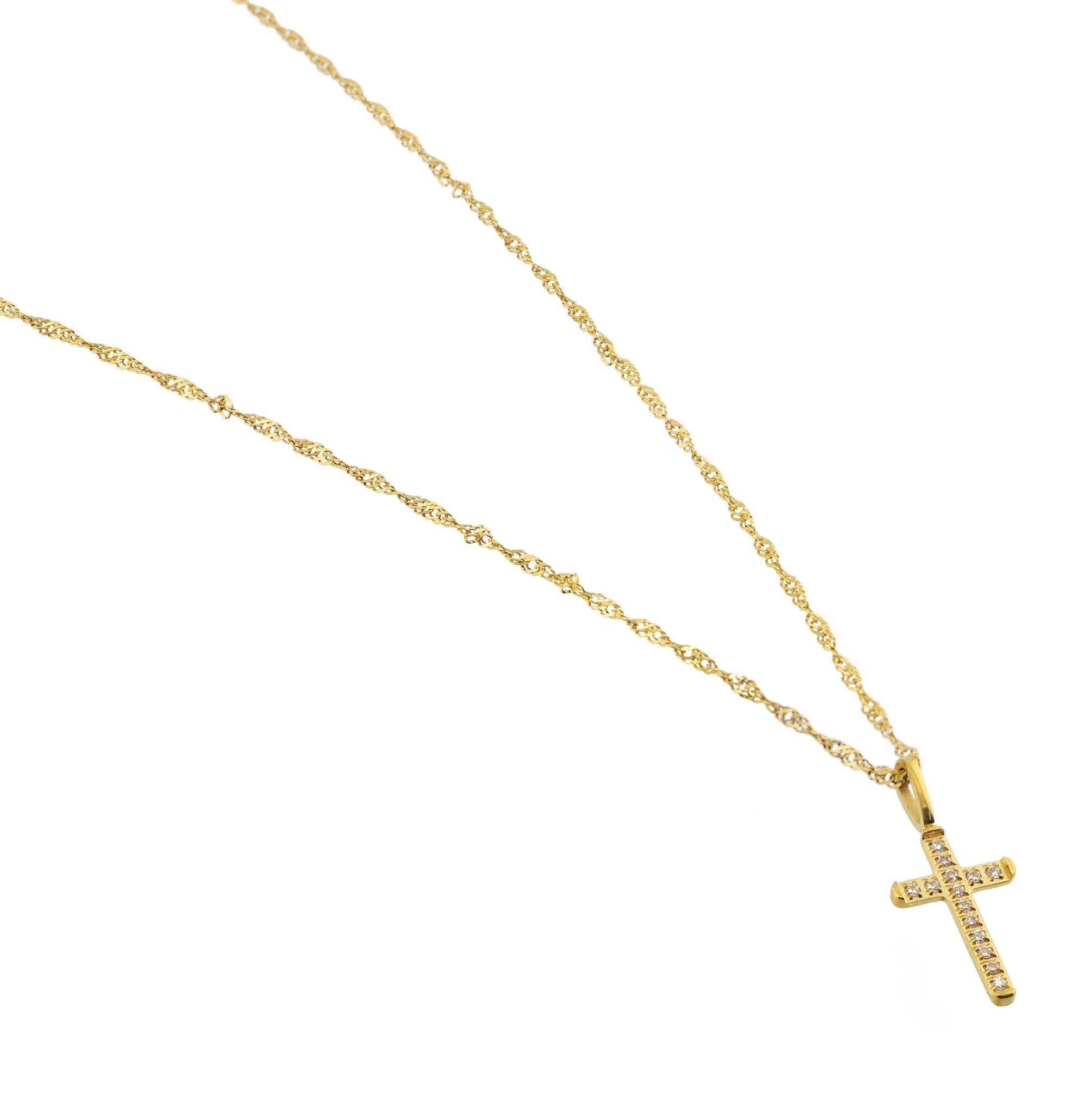 Waterproof Gold Diamond Cross Pendant Necklace - Grayce's Boutique