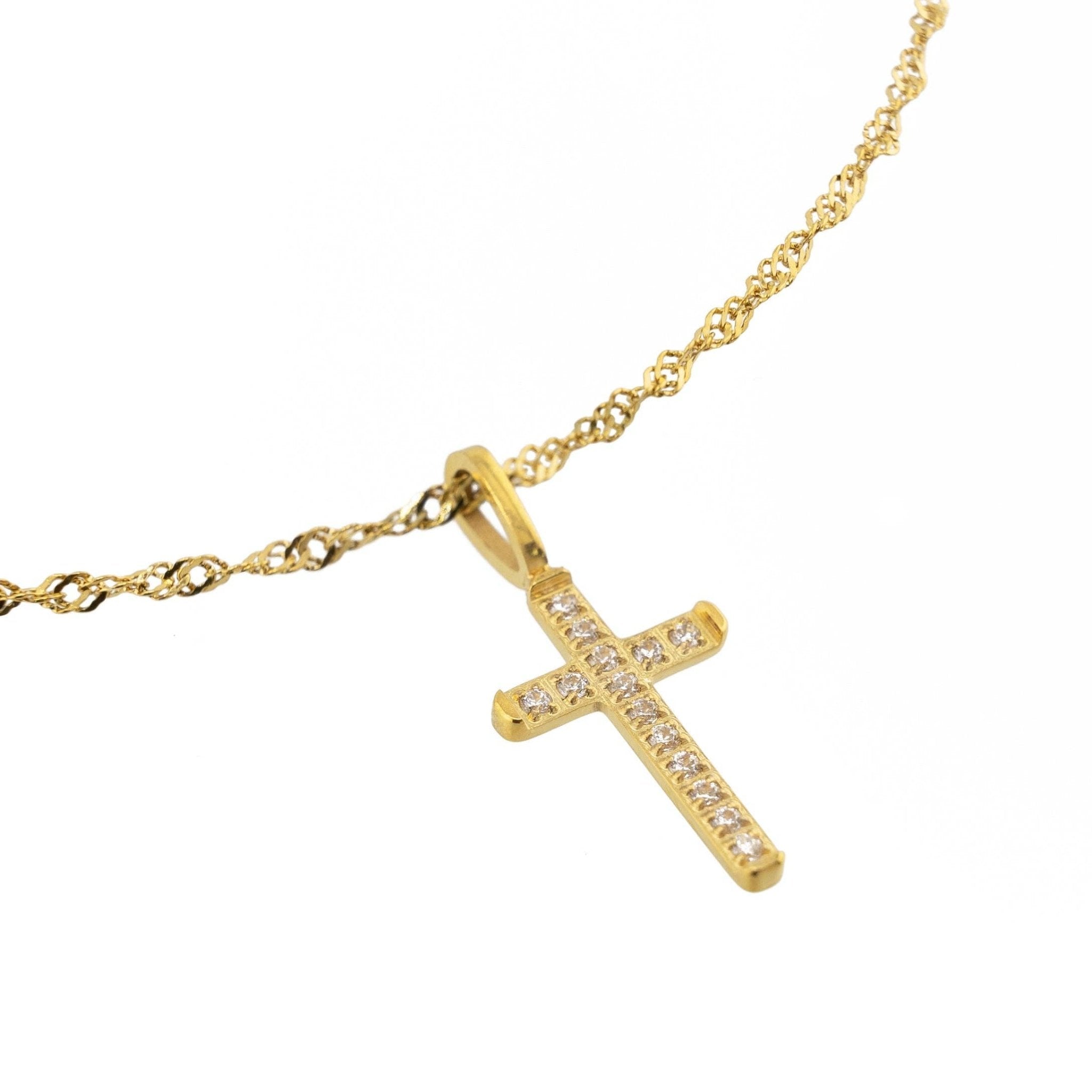 Waterproof Gold Diamond Cross Pendant Necklace - Grayce's Boutique
