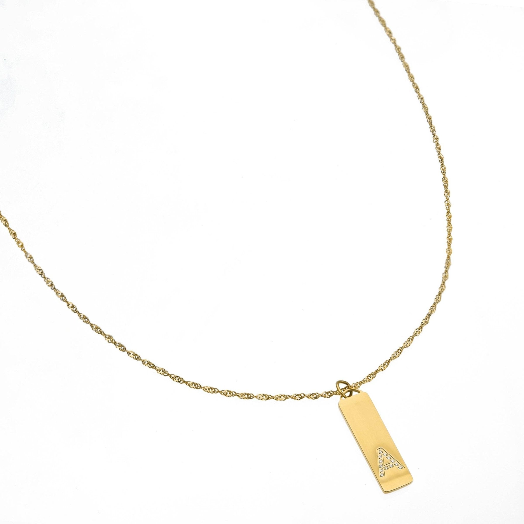 Waterproof Gold Initial Bar Pendant Necklace - Set of 16 - Grayce's Boutique