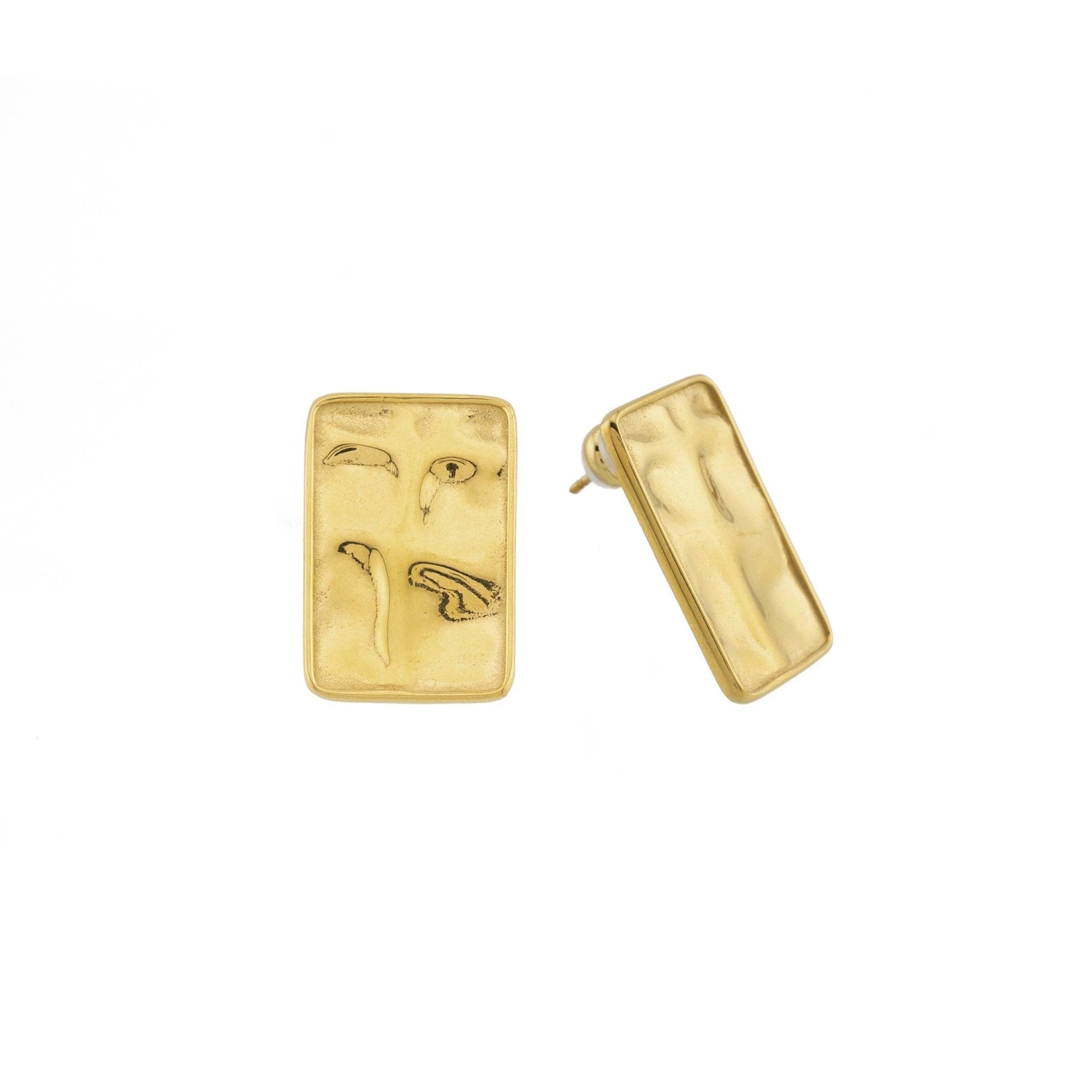 Waterproof Gold Statement Rectangular Earrings - Grayce's Boutique