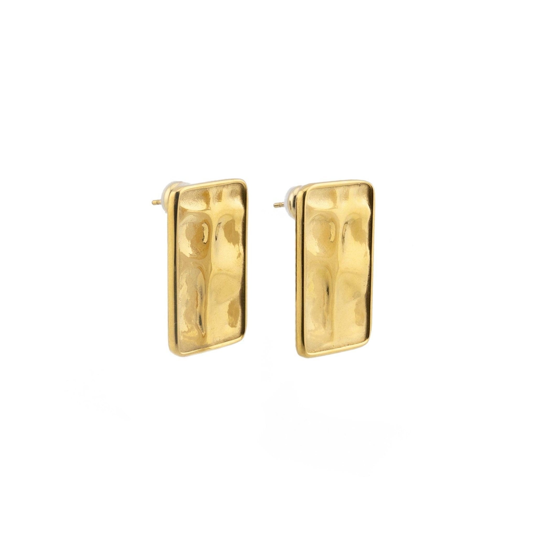 Waterproof Gold Statement Rectangular Earrings - Grayce's Boutique