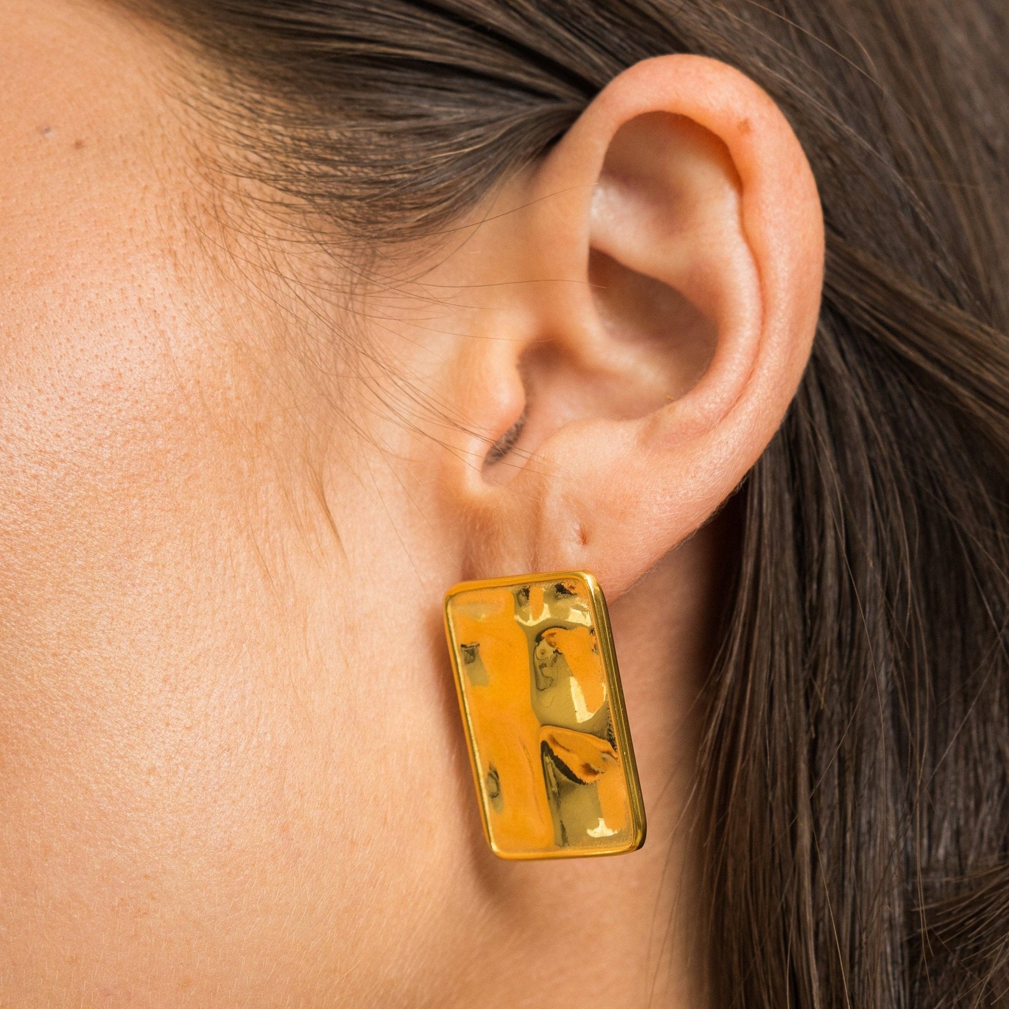 Waterproof Gold Statement Rectangular Earrings - Grayce's Boutique