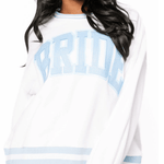 White & Blue Rhinestone Bride Sweatshirt - MainStreet Clothing Co.