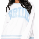 White & Blue Rhinestone Bride Sweatshirt - MainStreet Clothing Co.