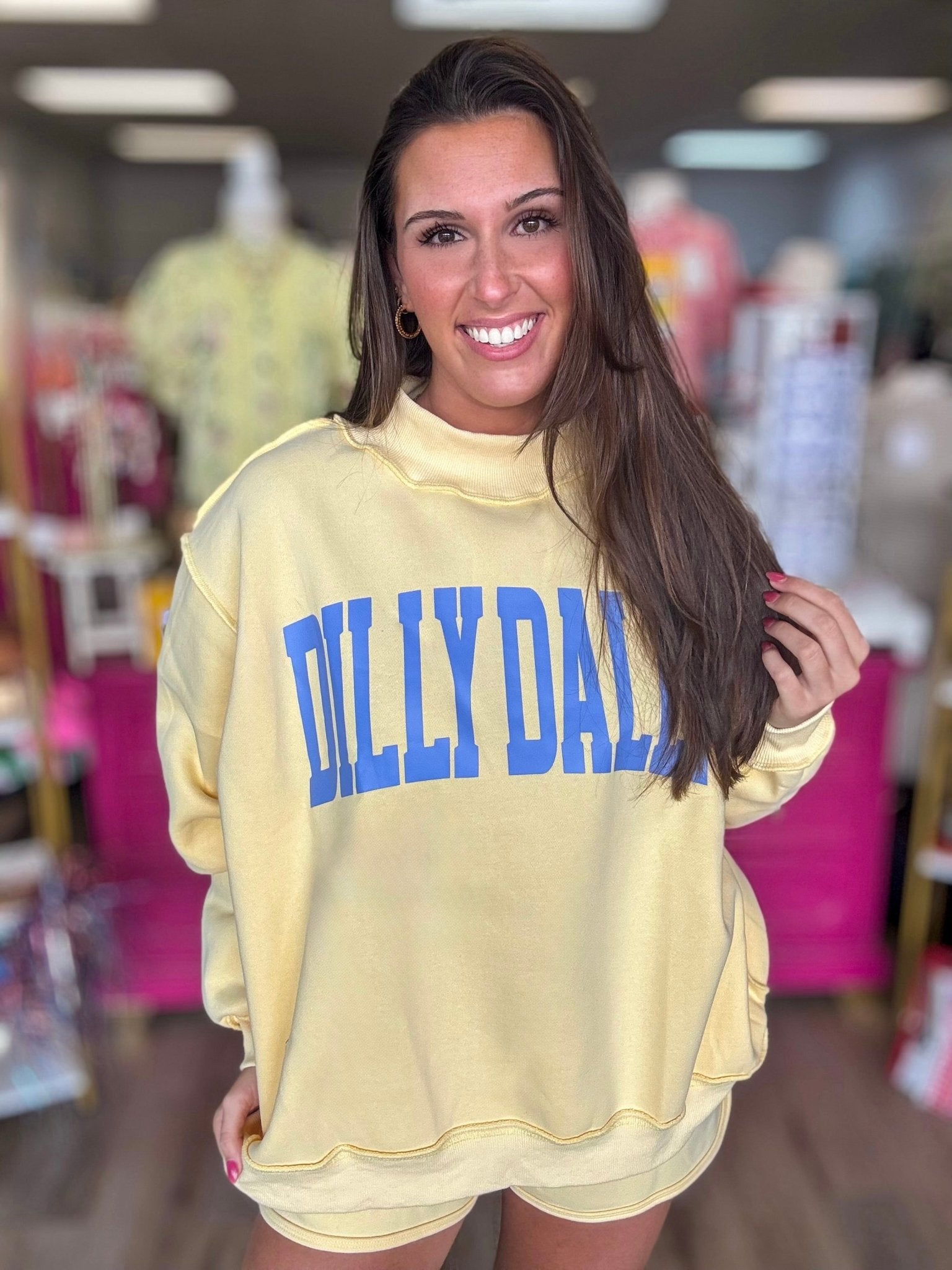 Yellow Dilly Dally Sweatshirt - Grayce's Boutique