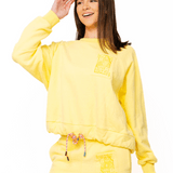 Yellow Tonal QOS Logo Tie Sweatshirt | Queen of Sparkles - Grayce's Boutique